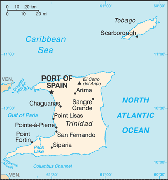 Map of Trinidad & Tobago